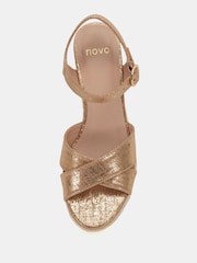 Novo Gold Wide Fit Bowen Mid Espadrille Wedge Sandals - Image 5 of 6