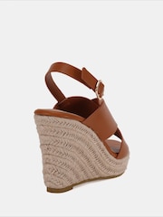 Novo Brown Blossom Espadrille Cross Front Wedge Sandals - Image 4 of 6