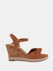 Novo Brown Wide Fit Bloom Knot Cork Wedge Sandals - Image 2 of 6