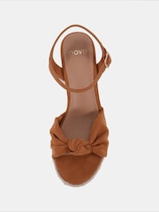 Novo Brown Wide Fit Bloom Knot Cork Wedge Sandals - Image 5 of 6