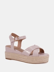 Novo Nude Wide Fit Bowen Mid Espadrille Wedge Sandals - Image 2 of 6