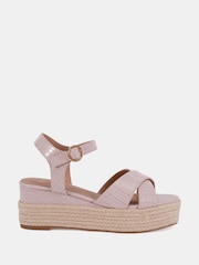 Novo Nude Wide Fit Bowen Mid Espadrille Wedge Sandals - Image 3 of 6