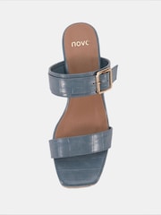 Novo Blue Wide Fit Birch Buckle Mule Wedge Sandals - Image 5 of 6