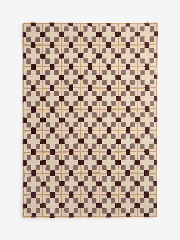 Brown/Gold Geometric Bold Tile Rug - Image 2 of 5