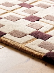 Brown/Gold Geometric Bold Tile Rug - Image 4 of 5