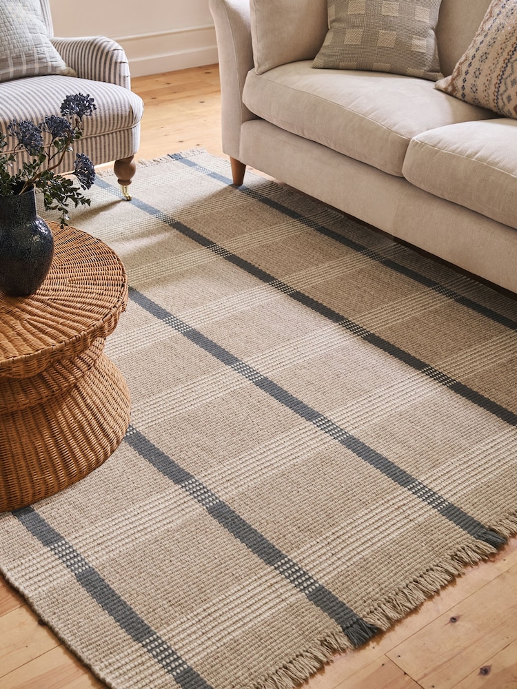 Natural Simplicity Check Woven Rug - Image 1 of 6