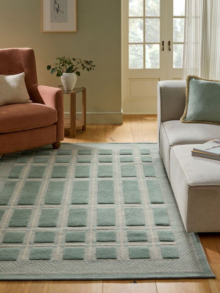 Sage Green Jacquard Tile Rug - Image 1 of 5