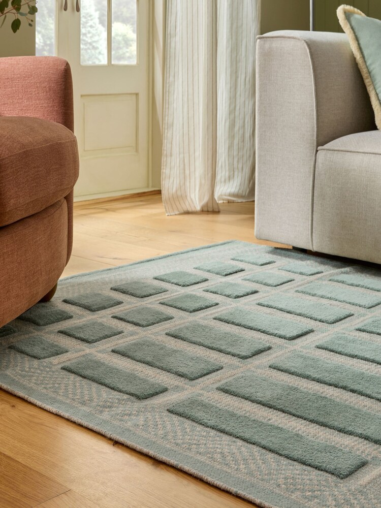 Sage Green Jacquard Tile Rug - Image 2 of 5