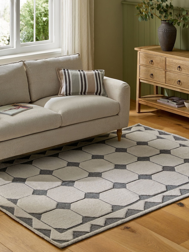 Grey Knitted Tile Rug - Image 1 of 5 Grey Knitted Tile Rug - Image 1 of 5