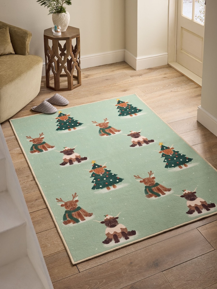 Sage Green Washable Christmas Hamish Rug - Image 1 of 5