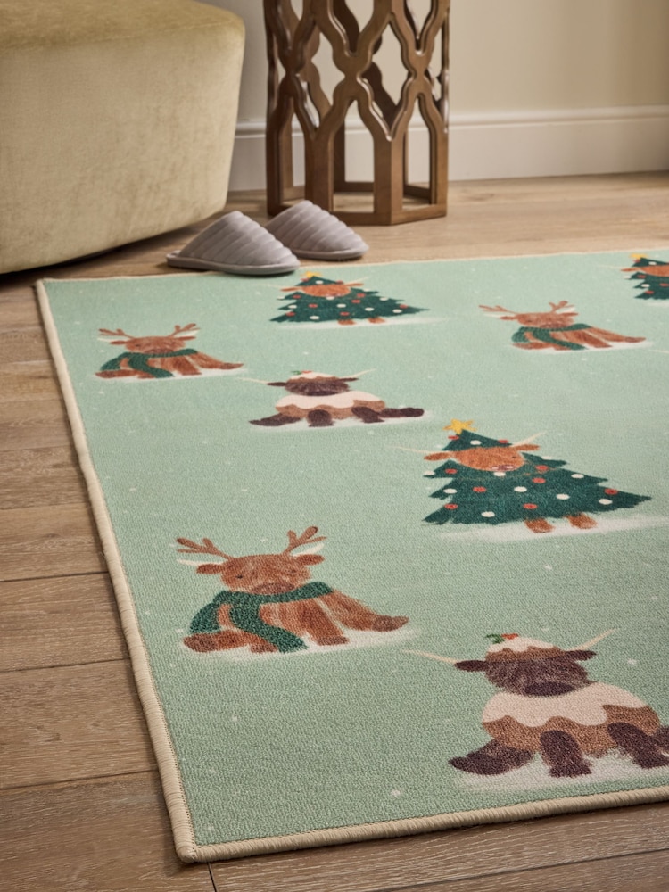 Sage Green Washable Christmas Hamish Rug - Image 2 of 5