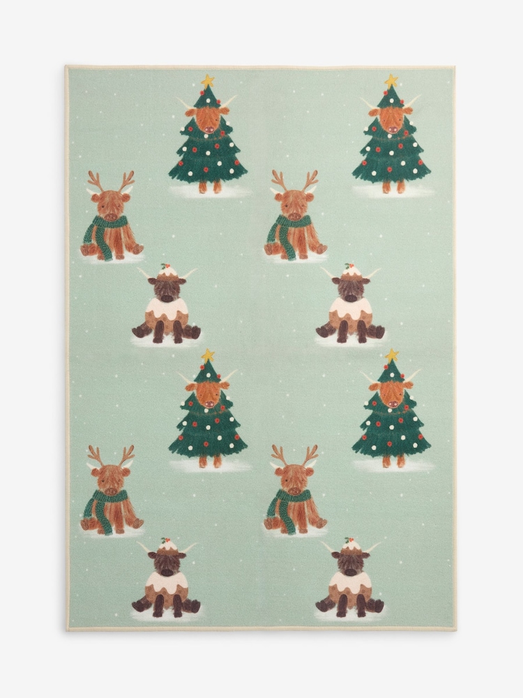 Sage Green Washable Christmas Hamish Rug - Image 5 of 5 Sage Green Washable Christmas Hamish Rug - Image 5 of 5