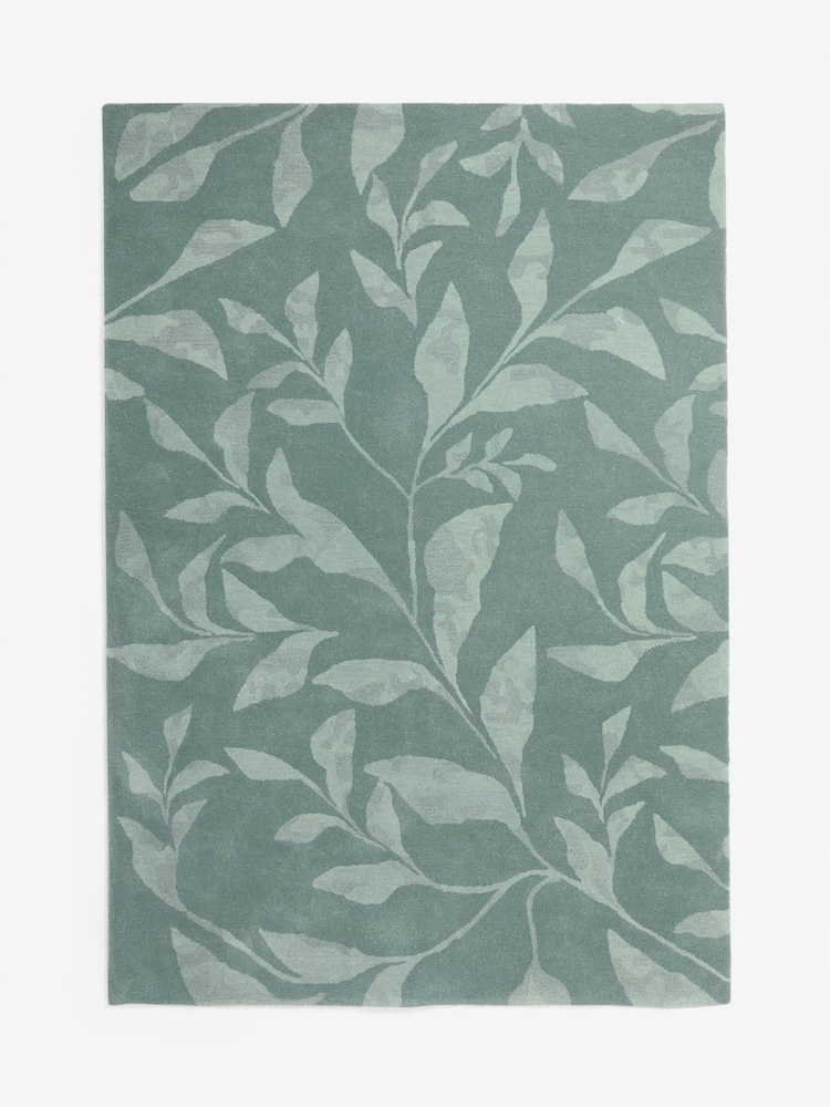 Teal Blue Tufted Leaf Rug - Image 5 of 5 Teal Blue Tufted Leaf Rug - Image 5 of 5
