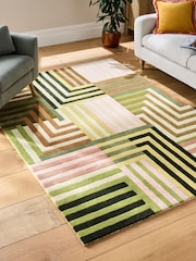 Green/Pink Paulo Geometric Stripe Rug - Image 3 of 5