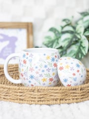 Something Different White Spring Floral Print Egg Shaped Mug - Image 1 of 5