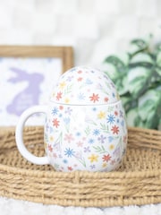 Something Different White Spring Floral Print Egg Shaped Mug - Image 2 of 5