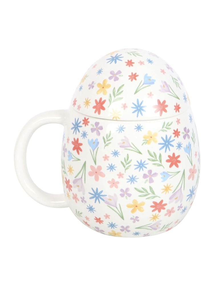 Something Different White Spring Floral Print Egg Shaped Mug - Image 3 of 5