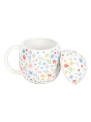 Something Different White Spring Floral Print Egg Shaped Mug - Image 4 of 5