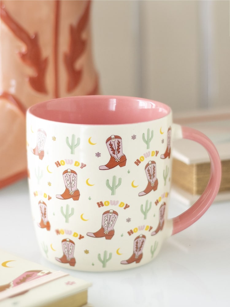 Something Different Cream Howdy Cowboy Boot Print Mug - Image 1 of 4