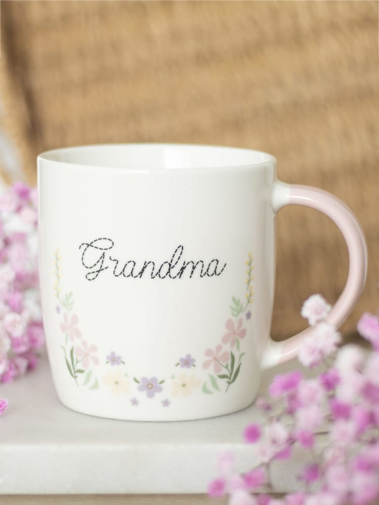 Something Different White Grandma Pastel Floral Print Mug - Image 1 of 4