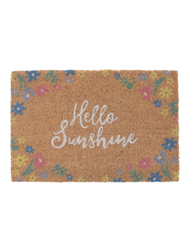 Something Different Brown Hello Sunshine Floral Print Door Mat - Image 2 of 2