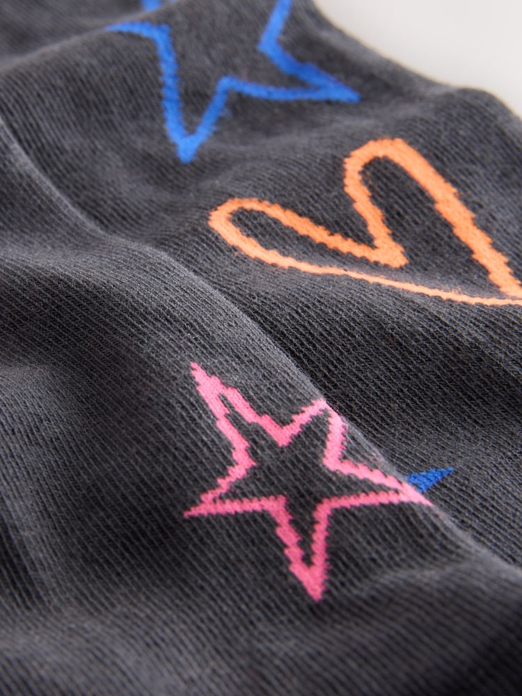 Charcoal Grey Cotton Rich Heart Print Tights 1 Pack - Image 2 of 3