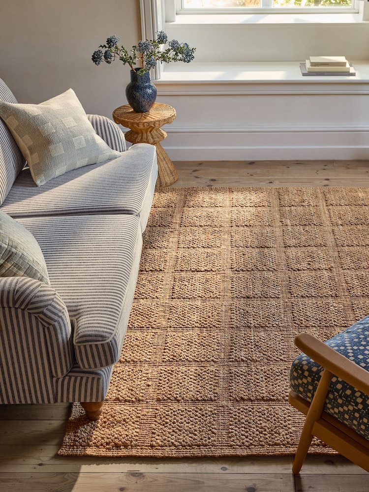 Mid Natural Jute Grid Rug - Image 1 of 5 Mid Natural Jute Grid Rug - Image 1 of 5