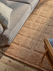 Mid Natural Jute Grid Rug - Image 3 of 5