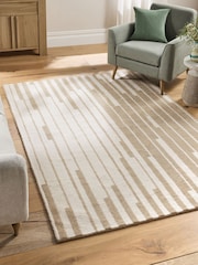 Light Natural Abstract Stripe Rug - Image 1 of 5