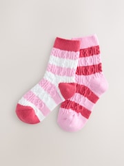 Pink/Cream Cable Boots Socks 2 Pack - Image 1 of 3