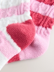 Pink/Cream Cable Boots Socks 2 Pack - Image 2 of 3