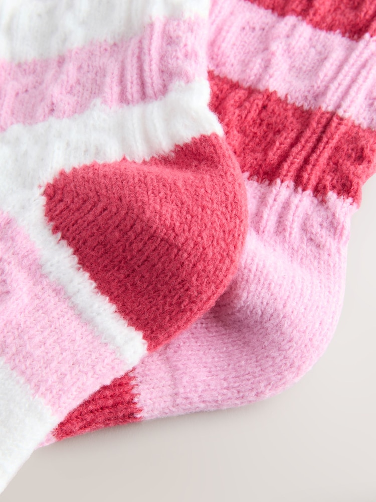 Pink/Cream Cable Boots Socks 2 Pack - Image 2 of 3