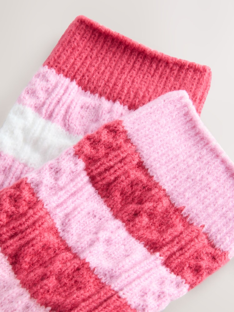 Pink/Cream Cable Boots Socks 2 Pack - Image 3 of 3