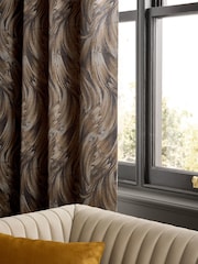 Bronze Metallic Swirl Jacquard Eyelet Lined Curtains - Image 3 of 5
