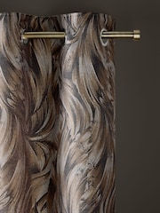 Bronze Metallic Swirl Jacquard Eyelet Lined Curtains - Image 4 of 5