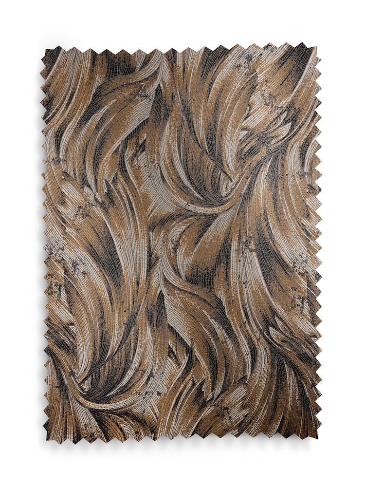 Bronze Metallic Swirl Jacquard Eyelet Lined Curtains - Image 5 of 5