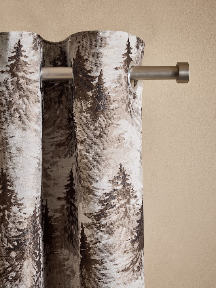 Bronze Metallic Abstract Trees Jacquard Eyelet Lined Curtains - Image 1 of 5