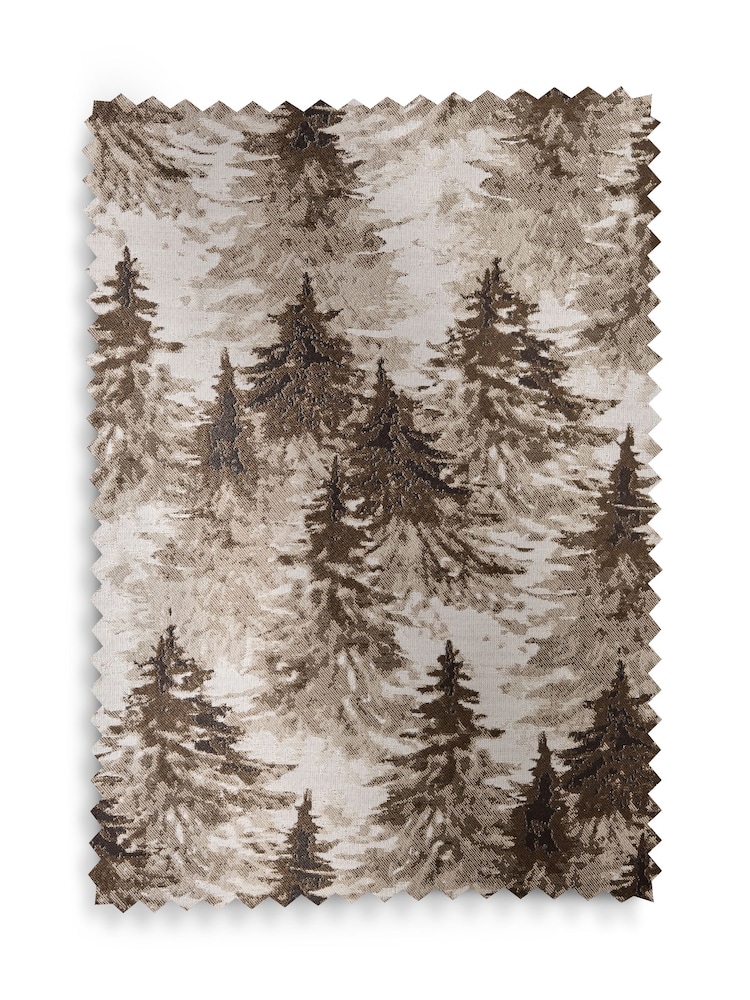 Bronze Metallic Abstract Trees Jacquard Eyelet Lined Curtains - Image 5 of 5