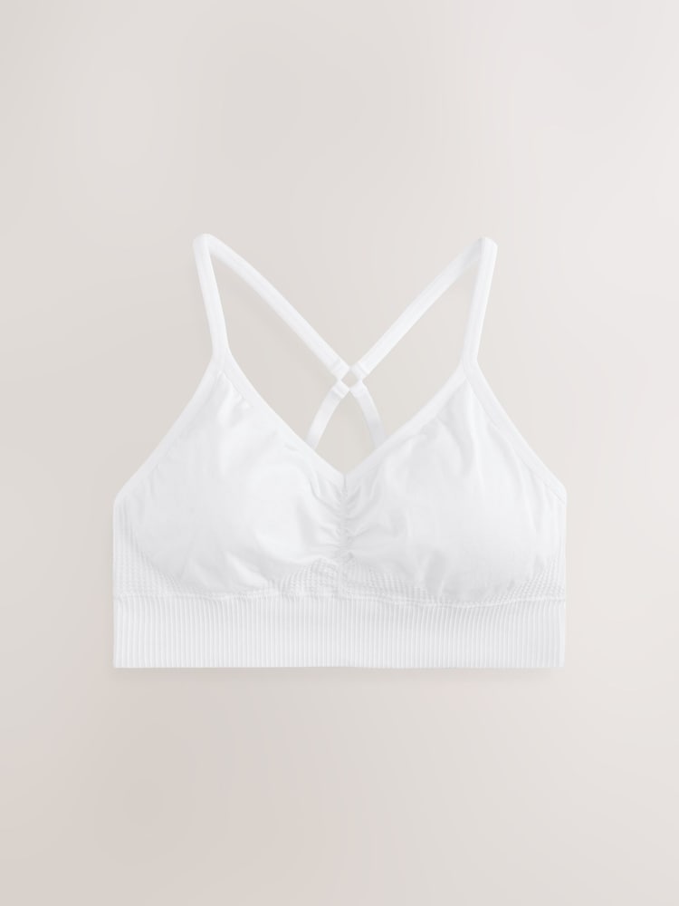 White Seamless Strappy Sports Bra - Image 1 of 3