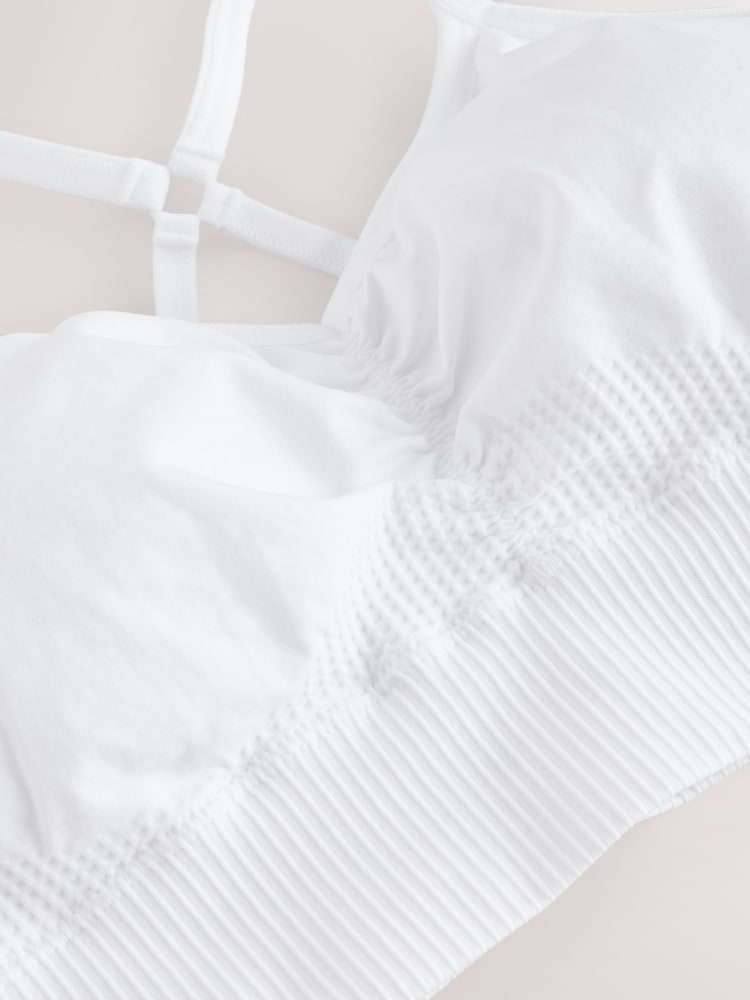 White Seamless Strappy Sports Bra - Image 2 of 3