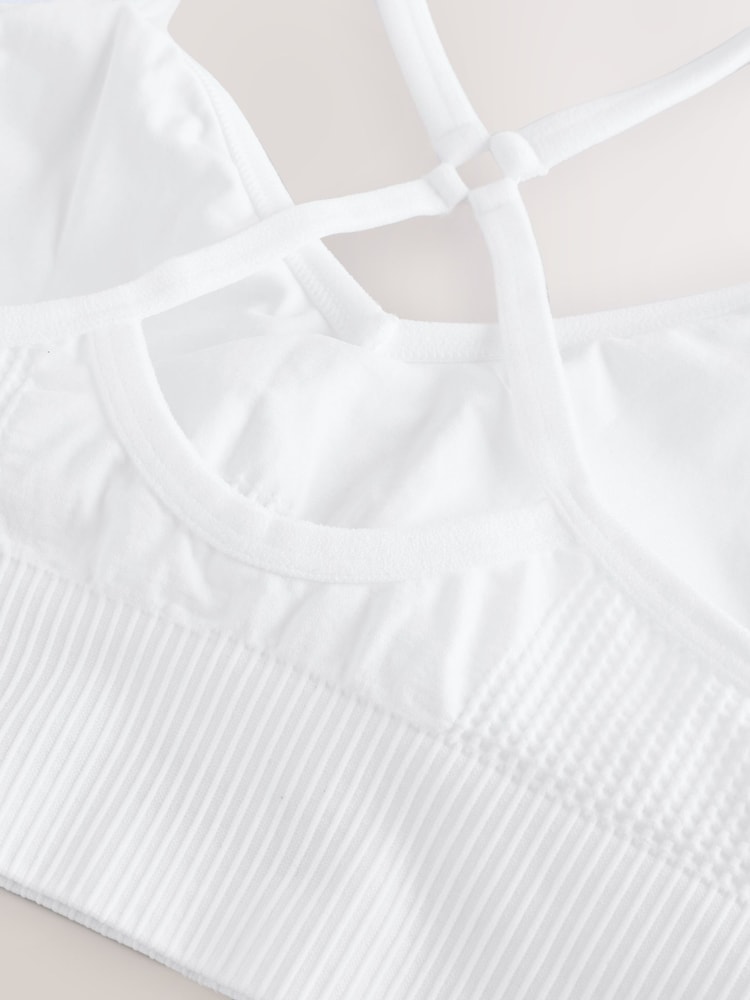 White Seamless Strappy Sports Bra - Image 3 of 3