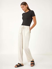 Roman Natural Full Length Linen Trousers - Image 2 of 5