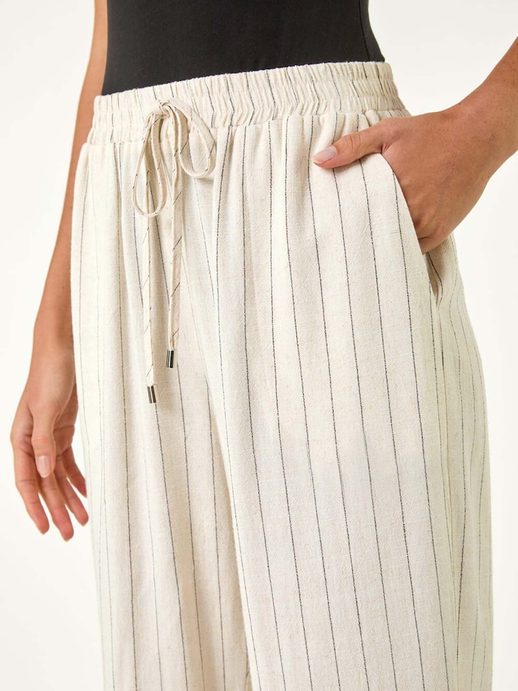 Roman Natural Full Length Linen Trousers - Image 5 of 5