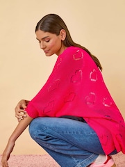 rožnata - Roman Pointelle srce; srčast Knit pletena jopa - Slika 6 iz 6