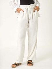 Roman White Full Length Linen Trousers - Image 4 of 5