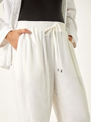 Roman White Full Length Linen Trousers - Image 5 of 5