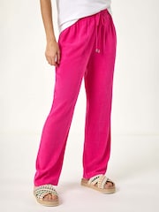 Roman Pink Full Length Linen Trousers - Image 2 of 5