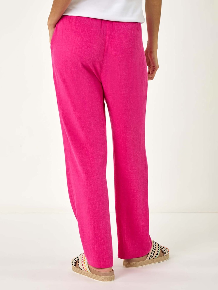 Roman Pink Full Length Linen Trousers - Image 3 of 5
