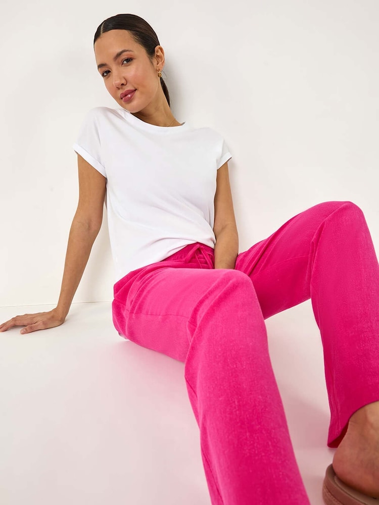 Roman Pink Full Length Linen Trousers - Image 4 of 5