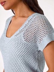 Azul - Roman 2-In-1 Open Knitted T-Shirt - Imagen 4 de 5